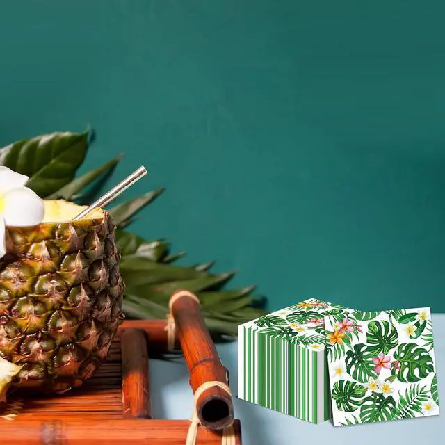 Alt view image 7 of 7 - Hawaiian Luau Napkins for Aloha Happy Birthday Party Supplies Tropical Tiki Themed Paper Napkins Disposable for Kids Baby Shower Summer Pool Beach Party Favors (50 Pack)