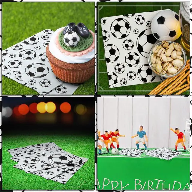 Alt view image 6 of 6 - Hotop 50 Pcs Neon Napkins Glow in Dark Rainbow Soccer Napkins Birthday Disposable Paper Party Decorations Supplies(Soccer)