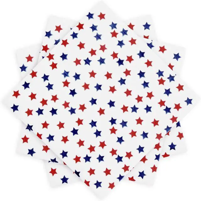 Main image of Patriotic Party Supplies 4th of JULY paper napkins 60Count 6.5 x 6.5 inch Americana Stars Cocktail Napkins for Parties,Veterans Day Election Day 4th of July Independence Day Decorations