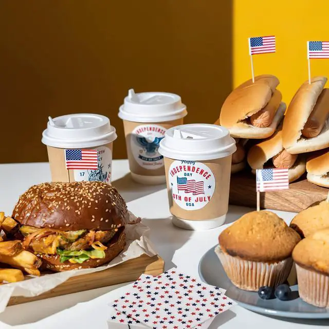 Alt view image 5 of 7 - Patriotic Party Supplies 4th of JULY paper napkins 60Count 6.5 x 6.5 inch Americana Stars Cocktail Napkins for Parties,Veterans Day Election Day 4th of July Independence Day Decorations