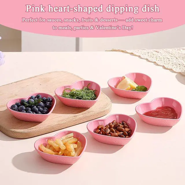 Alt view image 3 of 7 - HOMQUEN Dipping Bowls, 3oz Soy Sauce Dish, Pturdy Plastic Small Bowls Set of 6, Pink Love Heart Mini Appetizer Plates for Sauce, Soy Sauce, Condiment, Side Dishes, Sushi, Ketchup, BBQ Party