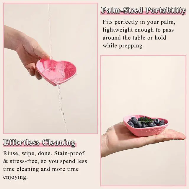 Alt view image 5 of 7 - HOMQUEN Dipping Bowls, 3oz Soy Sauce Dish, Pturdy Plastic Small Bowls Set of 6, Pink Love Heart Mini Appetizer Plates for Sauce, Soy Sauce, Condiment, Side Dishes, Sushi, Ketchup, BBQ Party