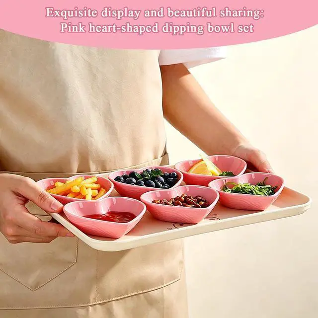 Alt view image 6 of 7 - HOMQUEN Dipping Bowls, 3oz Soy Sauce Dish, Pturdy Plastic Small Bowls Set of 6, Pink Love Heart Mini Appetizer Plates for Sauce, Soy Sauce, Condiment, Side Dishes, Sushi, Ketchup, BBQ Party