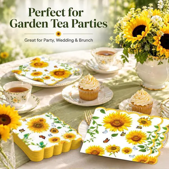 Alt view image 2 of 7 - Sunflower Napkins Disposable 40-Pack (6.5x6.5 Inch Folded)