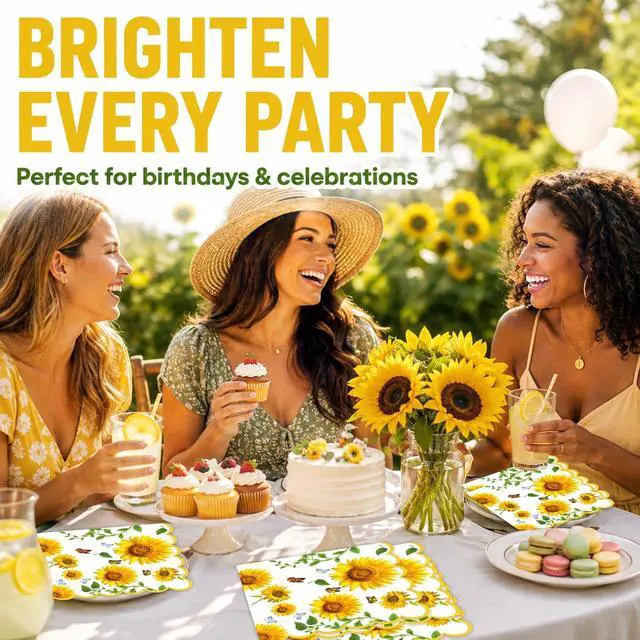 Alt view image 3 of 7 - Sunflower Napkins Disposable 40-Pack (6.5x6.5 Inch Folded)