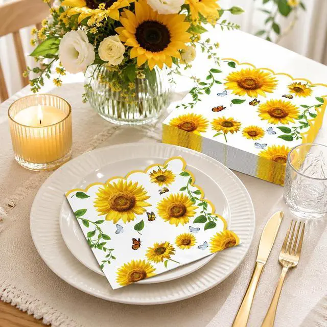 Alt view image 4 of 7 - Sunflower Napkins Disposable 40-Pack (6.5x6.5 Inch Folded)