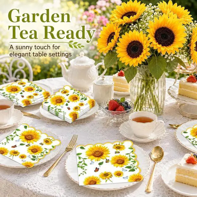 Alt view image 5 of 7 - Sunflower Napkins Disposable 40-Pack (6.5x6.5 Inch Folded)