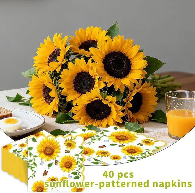 Alt view image 6 of 7 - Sunflower Napkins Disposable 40-Pack (6.5x6.5 Inch Folded)