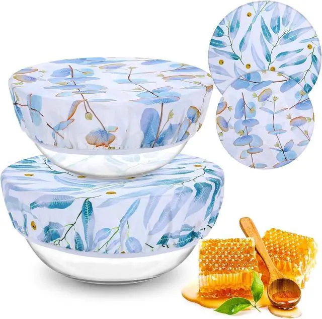 Main image of 2 Large Reusable Beeswax Bowl Covers for Bread Proofing, 10/12 Inch Elastic Beeswax Wraps Cotton Cloth Sourdough Bowl Covers for Proofing Baskets, Mixer Bowls, Food Storage Containers