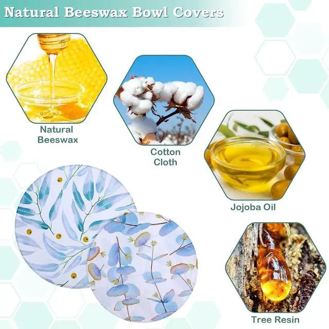 Alt view image 2 of 7 - 2 Large Reusable Beeswax Bowl Covers for Bread Proofing, 10/12 Inch Elastic Beeswax Wraps Cotton Cloth Sourdough Bowl Covers for Proofing Baskets, Mixer Bowls, Food Storage Containers
