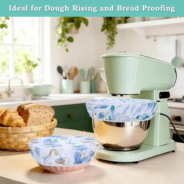 Alt view image 6 of 7 - 2 Large Reusable Beeswax Bowl Covers for Bread Proofing, 10/12 Inch Elastic Beeswax Wraps Cotton Cloth Sourdough Bowl Covers for Proofing Baskets, Mixer Bowls, Food Storage Containers