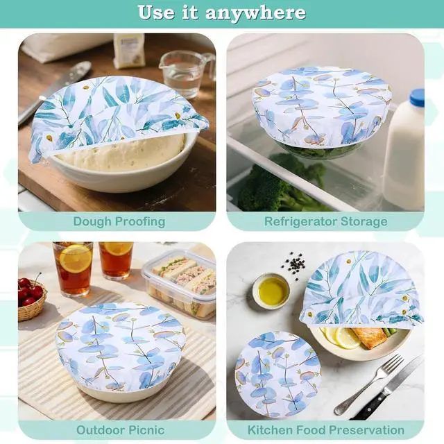 Alt view image 7 of 7 - 2 Large Reusable Beeswax Bowl Covers for Bread Proofing, 10/12 Inch Elastic Beeswax Wraps Cotton Cloth Sourdough Bowl Covers for Proofing Baskets, Mixer Bowls, Food Storage Containers