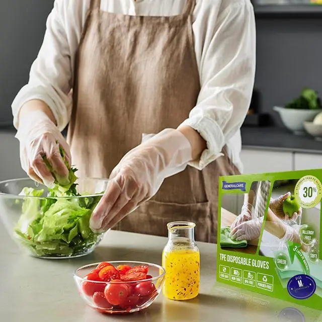 Alt view image 4 of 5 - TPE Gloves, Disposable Elastic Gloves for Food Handling, Cleaning, Beauty Care, Latex-Free