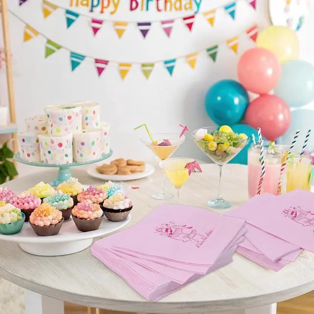 Alt view image 7 of 7 - Pink Martini Cocktail Napkins,Bikinis and Martinis Bachelorette Party Decor, A Bride In A Tini Bit Party Supplies, Pack of 50ct