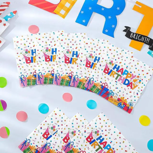 Alt view image 4 of 7 - Natnarr 100 Pcs Happy Birthday Napkins, 5" Birthday Cocktail Napkins