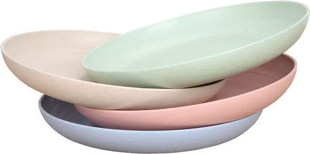 Main image of 7.8 Inches Unbreakable Wheat Straw Plates - Reusable Plate Set - Dishwasher & Microwave Safe - Perfect for Dinner Dishes - Healthy, BPA Free & Eco-Friendly (7.8 Inches)
