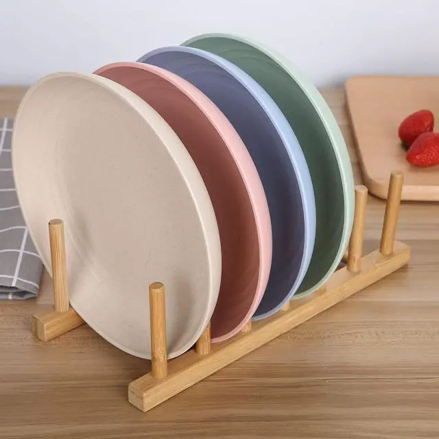Alt view image 4 of 7 - 7.8 Inches Unbreakable Wheat Straw Plates - Reusable Plate Set - Dishwasher & Microwave Safe - Perfect for Dinner Dishes - Healthy, BPA Free & Eco-Friendly (7.8 Inches)