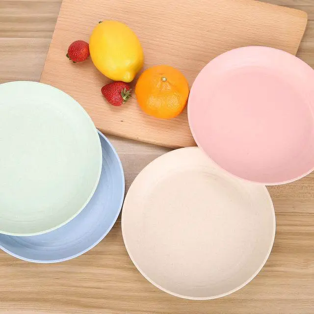 Alt view image 3 of 7 - 7.8 Inches Unbreakable Wheat Straw Plates - Reusable Plate Set - Dishwasher & Microwave Safe - Perfect for Dinner Dishes - Healthy, BPA Free & Eco-Friendly (7.8 Inches)