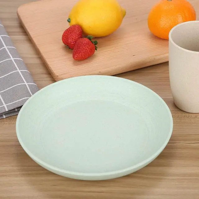 Alt view image 5 of 7 - 7.8 Inches Unbreakable Wheat Straw Plates - Reusable Plate Set - Dishwasher & Microwave Safe - Perfect for Dinner Dishes - Healthy, BPA Free & Eco-Friendly (7.8 Inches)