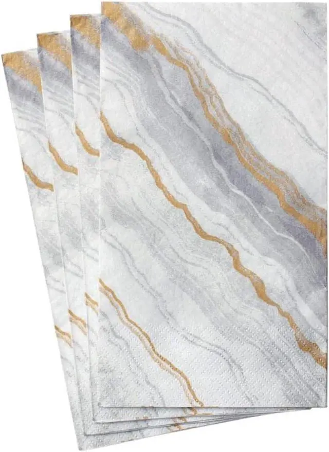 Main image of Caspari Marble Paper Guest Towel Napkins in Grey, 15 Per Package