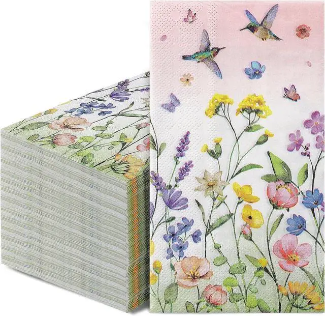 Main image of Natnarr 60 Count Floral Guest Napkins, 2-Ply Disposable Paper Towels