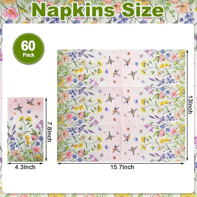 Alt view image 2 of 7 - Natnarr 60 Count Floral Guest Napkins, 2-Ply Disposable Paper Towels