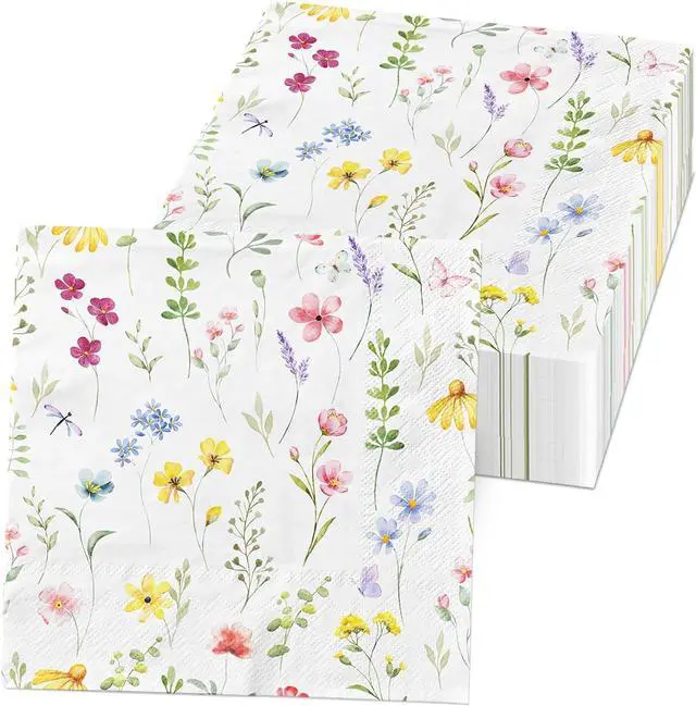 Main image of 40Pcs Colorful Wildflower Napkins Paper Floral Napkins Flower Napkins Wildflower Party Decorations Butterfly Napkins Spring Paper Napkins Tea Party Napkins for Party Wedding Dinner Kitchen Bathroom