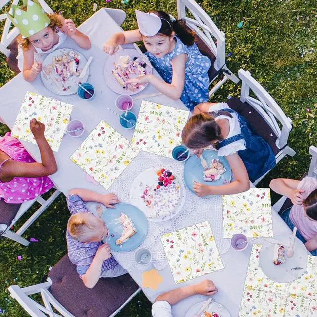 Alt view image 6 of 6 - 40Pcs Colorful Wildflower Napkins Paper Floral Napkins Flower Napkins Wildflower Party Decorations Butterfly Napkins Spring Paper Napkins Tea Party Napkins for Party Wedding Dinner Kitchen Bathroom