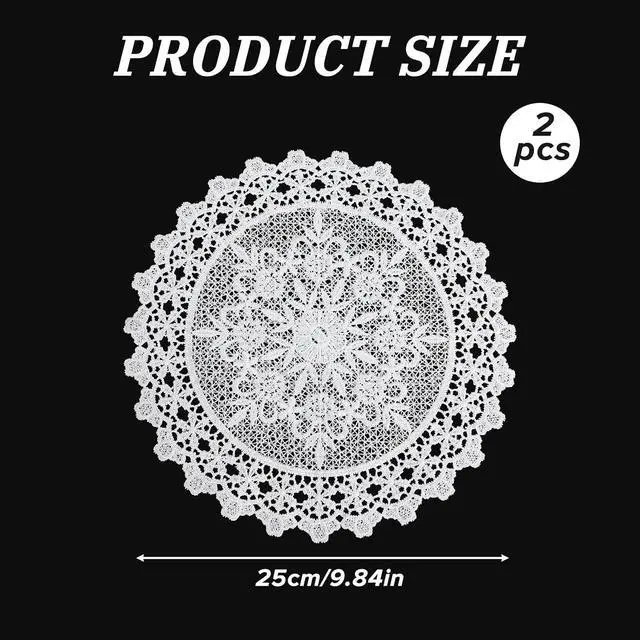 Alt view image 2 of 7 - 2 Pcs Vintage Crochet Doilies 10 Inch Round White Lace Doilies for Tables