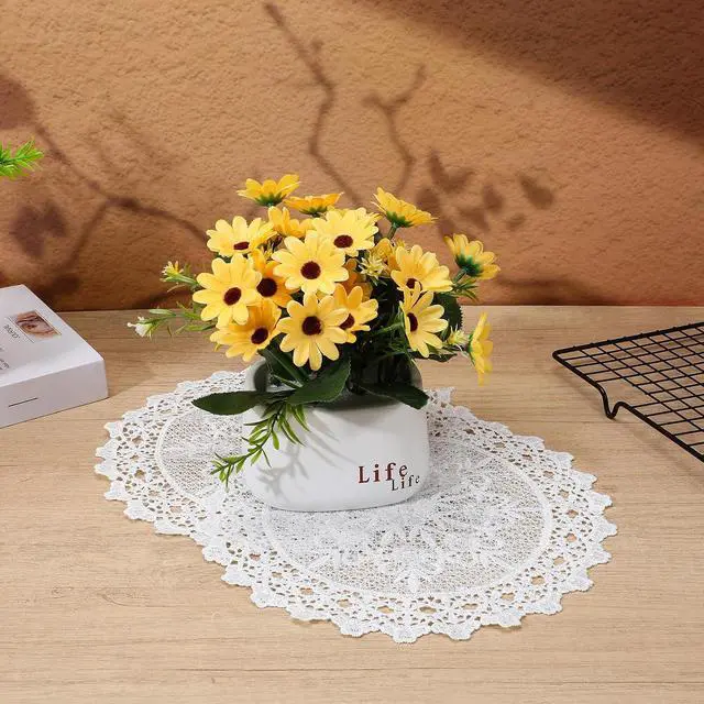 Alt view image 5 of 7 - 2 Pcs Vintage Crochet Doilies 10 Inch Round White Lace Doilies for Tables