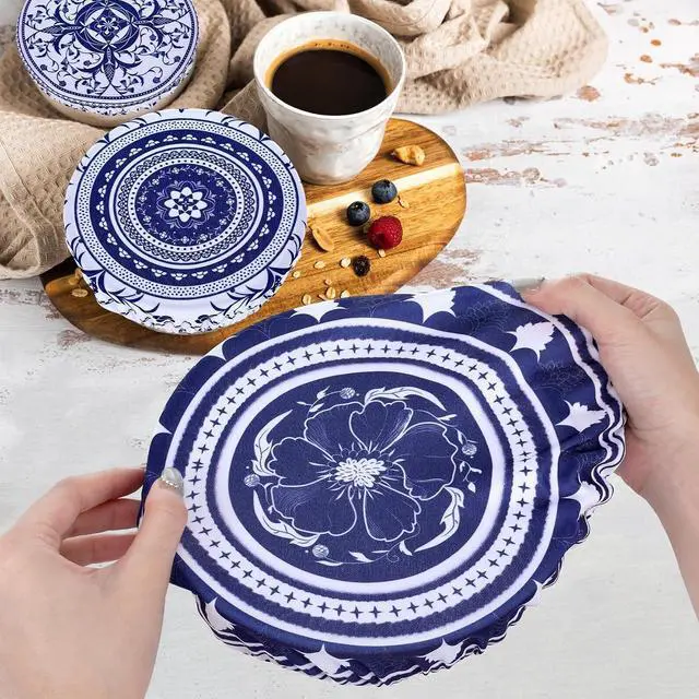 Alt view image 4 of 7 - 5 Pieces Bowl Covers Reusable, Elastic Cloth Covers for Proofing and Food
