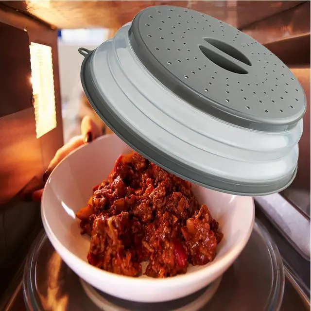 Alt view image 2 of 6 - Microwave Splatter Cover Vented for Food, Splatter Guard & Colander Kitchen Gadget for Fruit Vegetables Microwave Plate Cover with Hook Hole,Dishwasher-Safe,BPA-Free Silicone & Plastic (1 Pack)