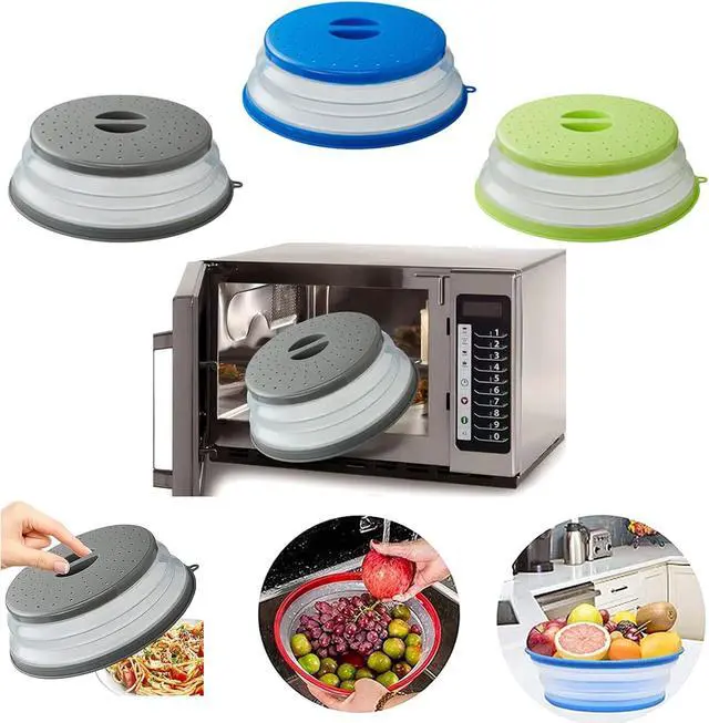 Alt view image 5 of 6 - Microwave Splatter Cover Vented for Food, Splatter Guard & Colander Kitchen Gadget for Fruit Vegetables Microwave Plate Cover with Hook Hole,Dishwasher-Safe,BPA-Free Silicone & Plastic (1 Pack)