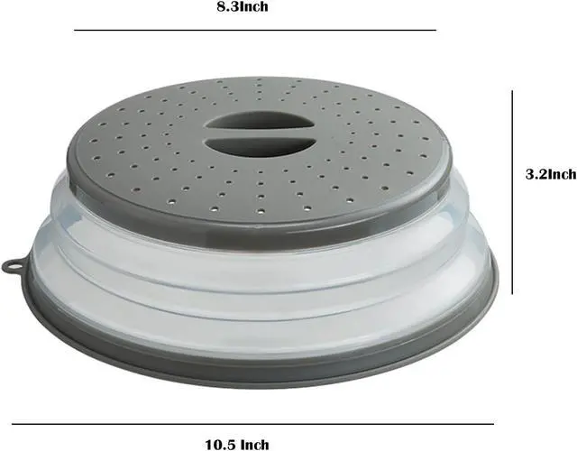 Alt view image 6 of 6 - Microwave Splatter Cover Vented for Food, Splatter Guard & Colander Kitchen Gadget for Fruit Vegetables Microwave Plate Cover with Hook Hole,Dishwasher-Safe,BPA-Free Silicone & Plastic (1 Pack)
