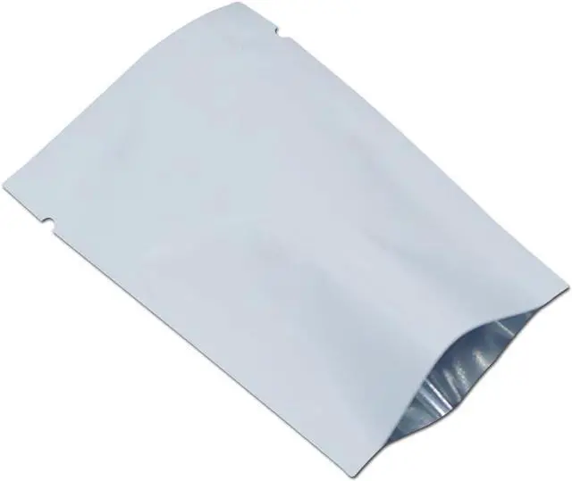 Main image of PABCK 200Pcs White Metallic Mylar Foil Bags Open Top Heat Seal 2.4x3.5 inch