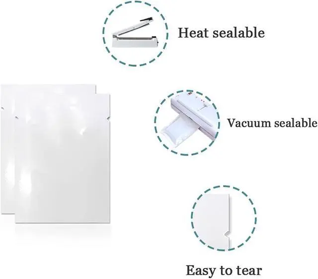 Alt view image 2 of 7 - PABCK 200Pcs White Metallic Mylar Foil Bags Open Top Heat Seal 2.4x3.5 inch