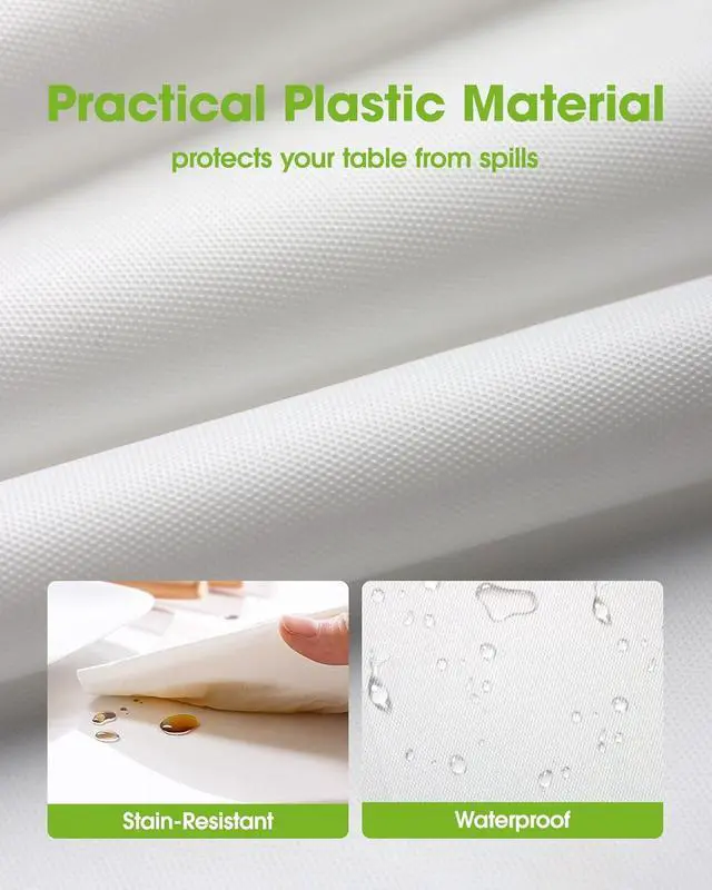 Alt view image 2 of 7 - Pureegg Plastic Table Cloth 10 Pack, 54 x 108 Inch Disposable Table Cloths for Party, Picnic and Wedding, Rectangle, White