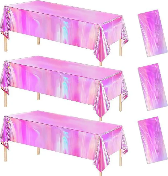 Main image of Srua Don Pink Iridescent Party Decorations Tablecloth for Mermaid Birthday