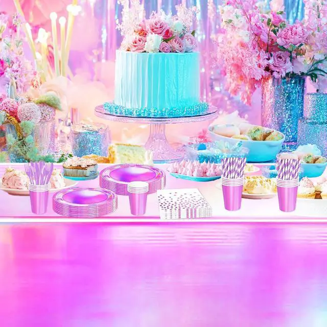Alt view image 6 of 7 - Srua Don Pink Iridescent Party Decorations Tablecloth for Mermaid Birthday