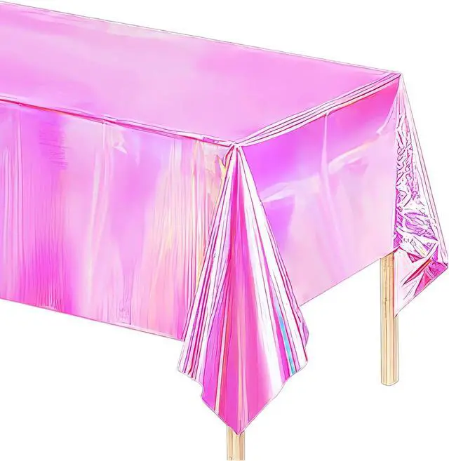 Alt view image 5 of 7 - Srua Don Pink Iridescent Party Decorations Tablecloth for Mermaid Birthday