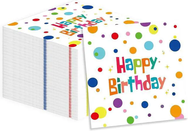 Main image of 50PCS Happy Birthday Paper Napkins, Colourful Dots