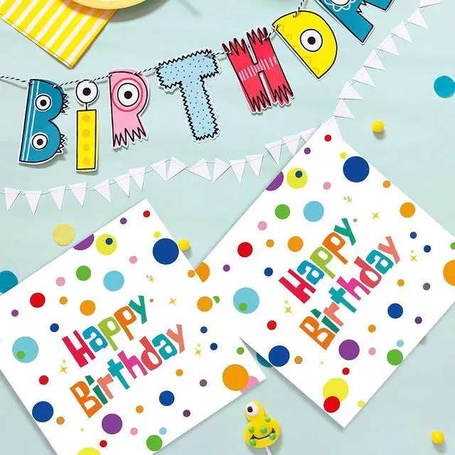 Alt view image 2 of 7 - 50PCS Happy Birthday Paper Napkins, Colourful Dots