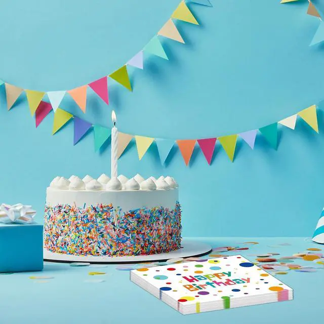 Alt view image 5 of 7 - 50PCS Happy Birthday Paper Napkins, Colourful Dots