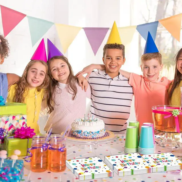 Alt view image 6 of 7 - 50PCS Happy Birthday Paper Napkins, Colourful Dots