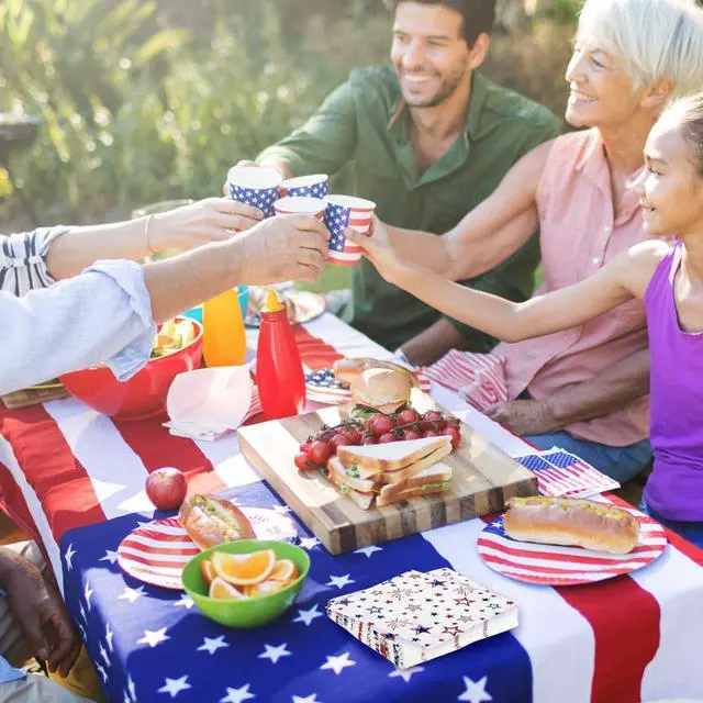 Alt view image 3 of 7 - Quera 50 Pack Patriotic Party Supplies Stars Firework Paper Napkins 4th of July Memorial Day Independence Day Holiday Kitchen Table Decoration, 6.5'' X 6.5'' Red, White,Blue.