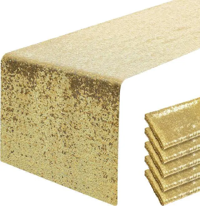 Main image of Pufogu 12 x 72 inches Gold Sequin Table Runner, 2 Packs