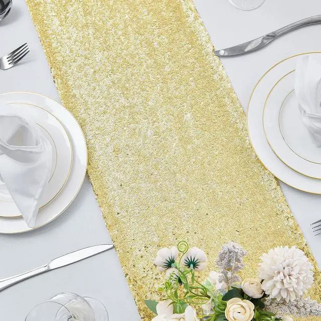 Alt view image 4 of 7 - Pufogu 12 x 72 inches Gold Sequin Table Runner, 2 Packs