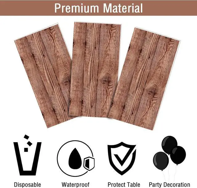 Alt view image 3 of 7 - 3 Pieces Wood Grain Tablecloths Rustic Wood Looking Plastic Table Covers Rectangle Brown Wood Vintage Farmhouse Table Cloth Decorations for Western Cowboy Barn Themed Birthday Wedding Party Supplies