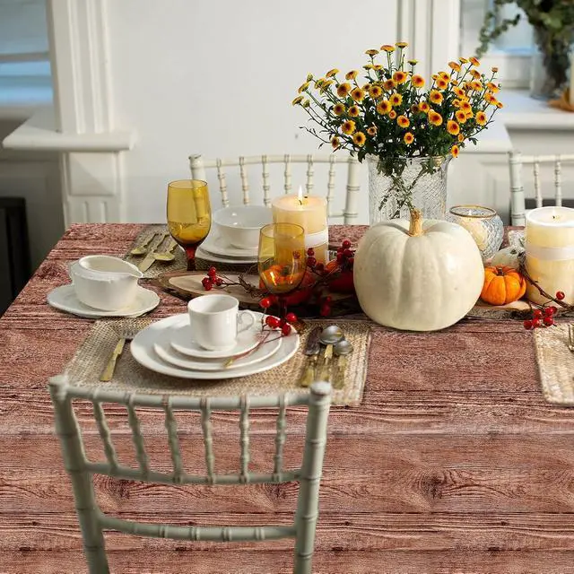 Alt view image 5 of 7 - 3 Pieces Wood Grain Tablecloths Rustic Wood Looking Plastic Table Covers Rectangle Brown Wood Vintage Farmhouse Table Cloth Decorations for Western Cowboy Barn Themed Birthday Wedding Party Supplies
