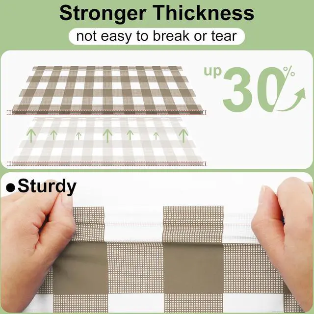 Alt view image 2 of 7 - misaya 4 Packs Buffalo Disposable Table Cloth, 54 x 72 Inch Waterproof Plastic Tablecloth, Rectangle Khaki and White Checkered Table Covers for Picnic, Birthday, Party, Back to School